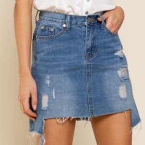 POL skirt pol jean skirt Distressed Jean Mini Skirt Distressed  womens large NEW